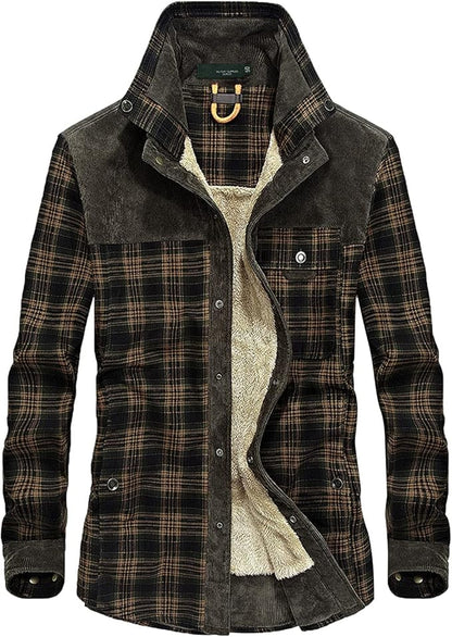 Men's Plaid Snap Front Jacket Shirt