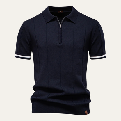 San Marino Men's Slim Fit Polo Zip Up Shirt