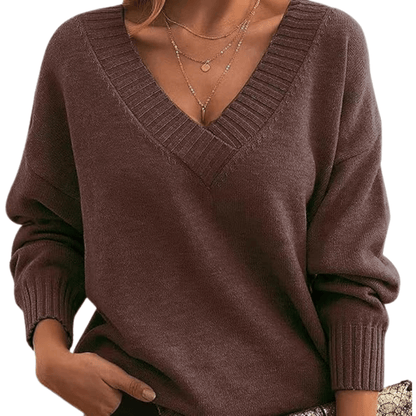 Women's V-Neck Sweater Classic Pullover