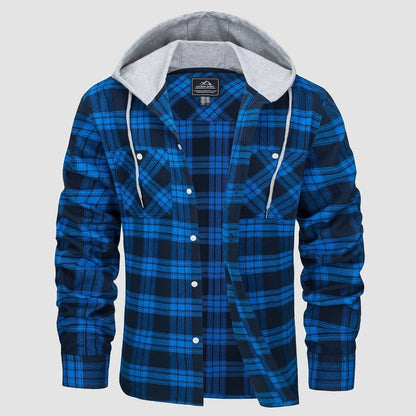 Men's Flannel Shirt Jacket Long Sleeve Cotton Plaid