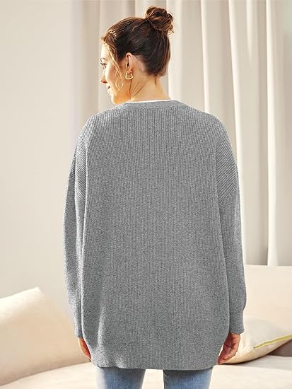 Women's Oversized V-Neck Cardigan Button Closure