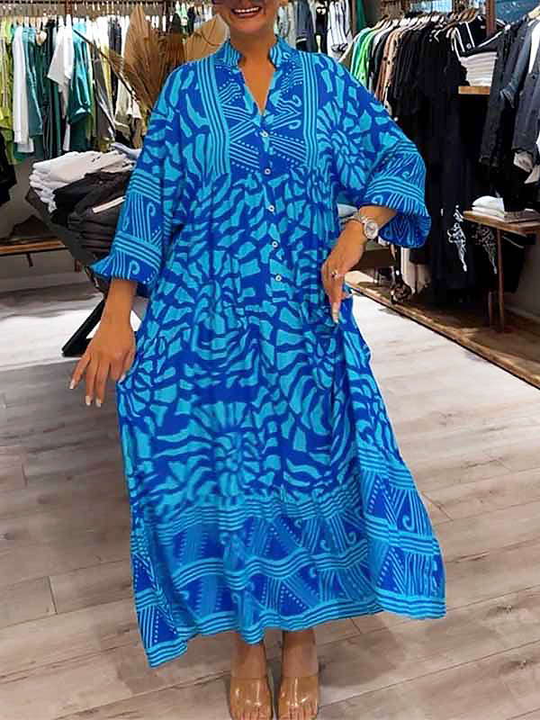 Floral Women's V Neck Slimming Fit Maxi Dress