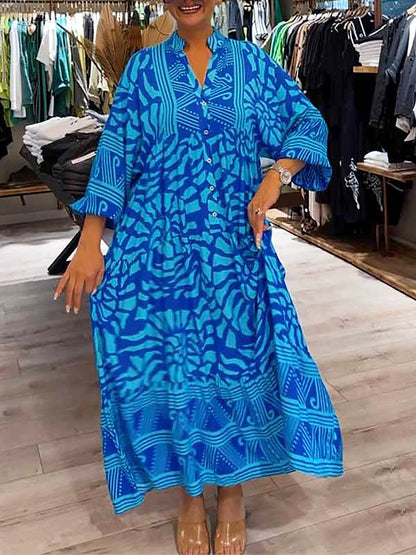 Floral Women's V Neck Slimming Fit Maxi Dress