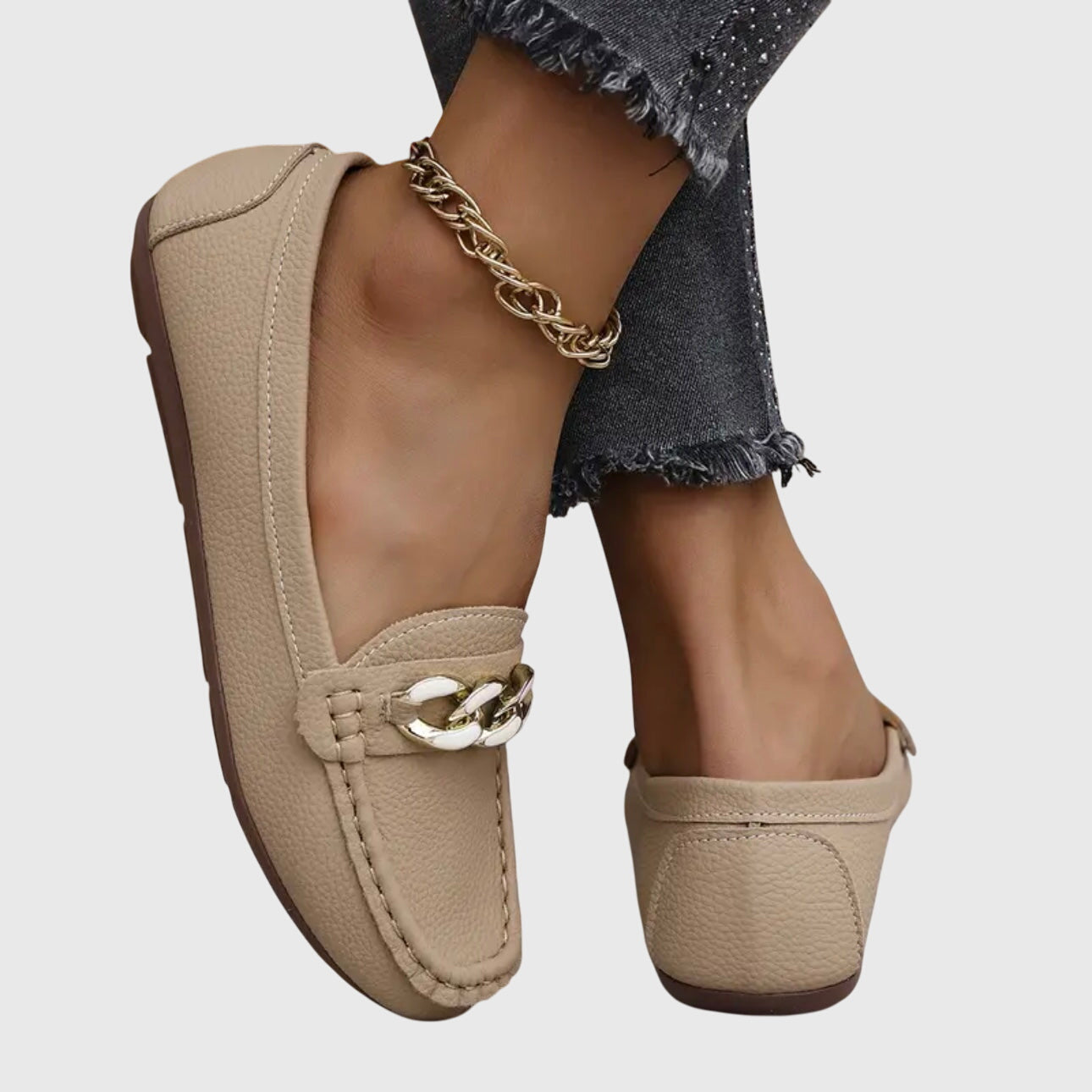 Comfortable Women's Slip On Loafers with Metallic Accent
