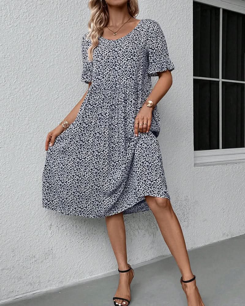 Casual Summer Short Sleeve Midi Dress for Women - VibreMode