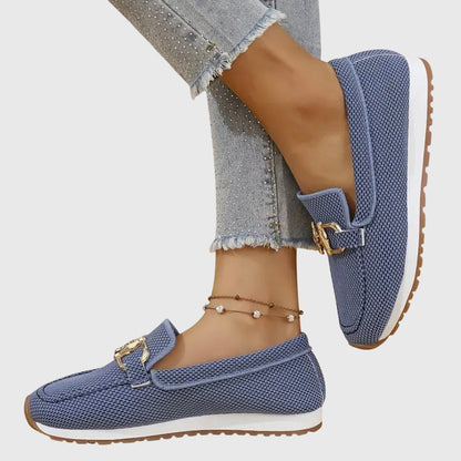 Comfortable Women's Slip On Loafers with Metal Detail