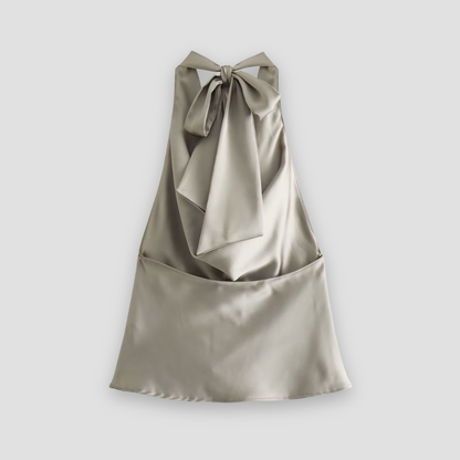 Women's Halter Neck Sleeveless Cowl Drape Back Tie