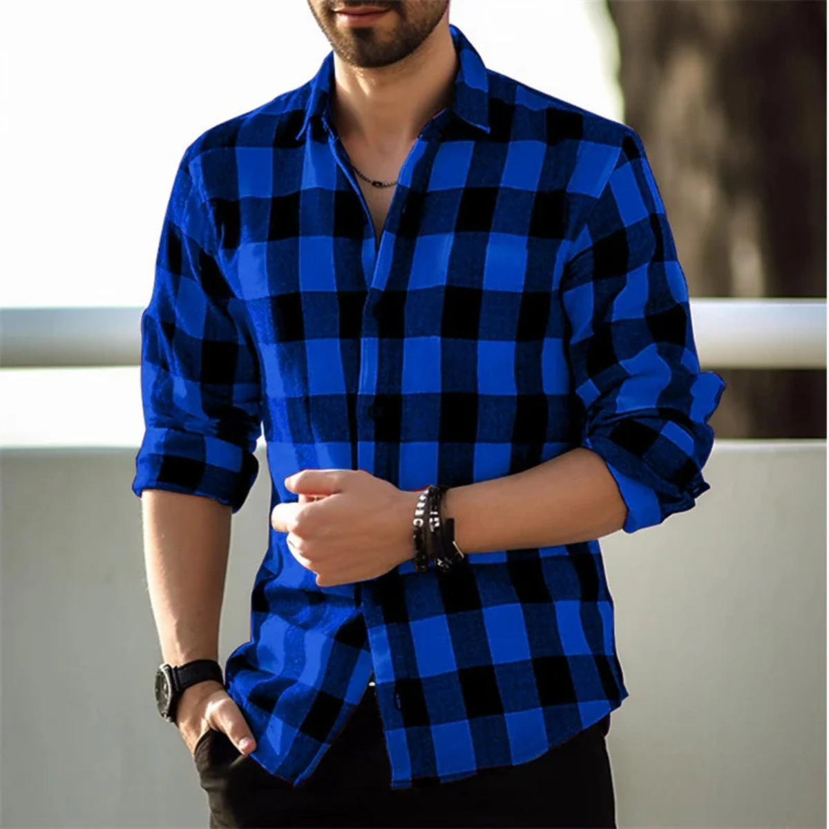 Men's Plaid Button-Up Shirt
