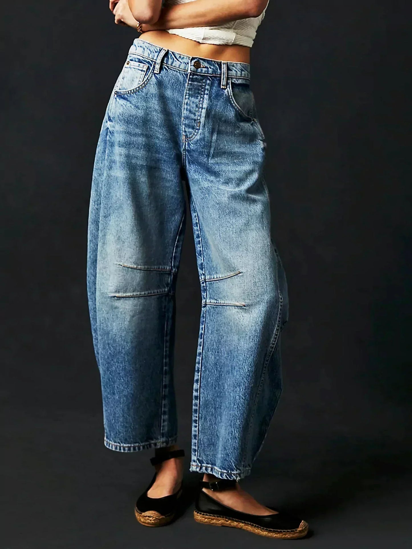 Women's Leopard Print Barrel Jeans