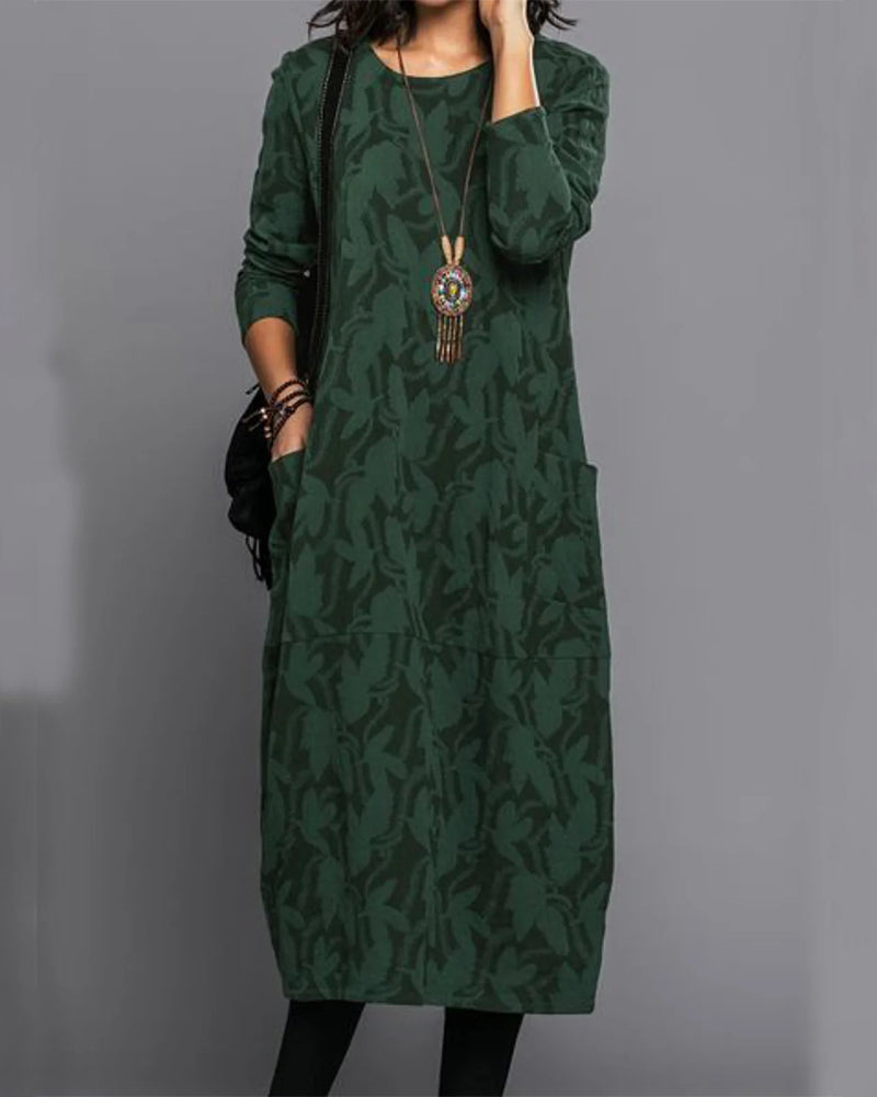 Warm Women's Cozy Maxi Dress with Pockets - VibreMode