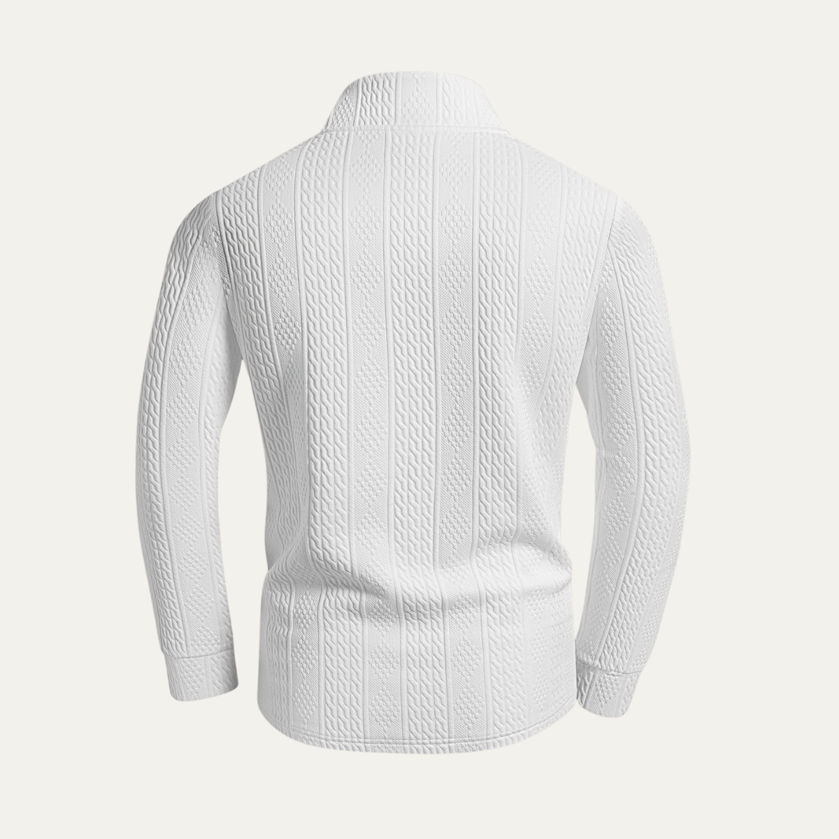 Men's White Quarter Zip Knit Sweater