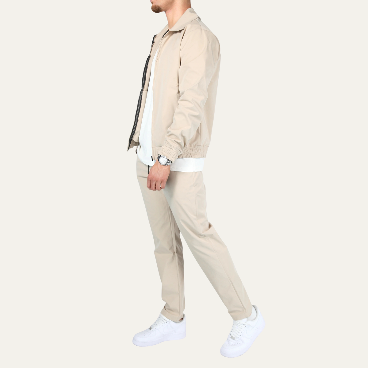 Men's Cotton Apricot Co-Ord Set Lightweight Jacket Pants