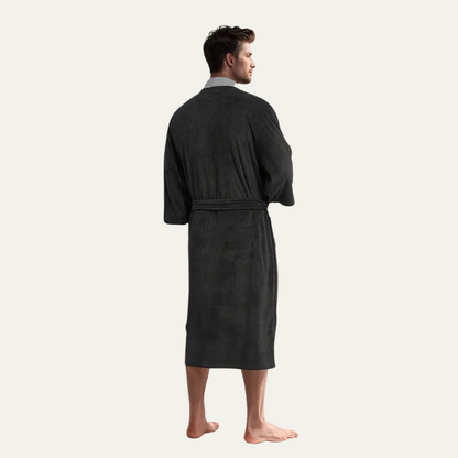 Men's Lightweight Spa Bathrobe Kimono Soft Cotton Beige