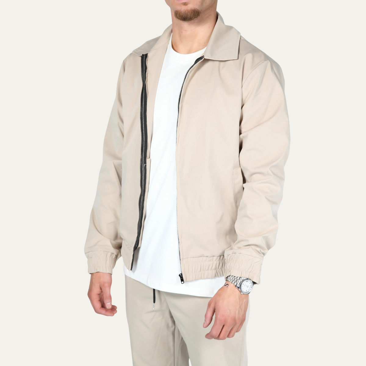 Men's Cotton Apricot Co-Ord Set Lightweight Jacket Pants