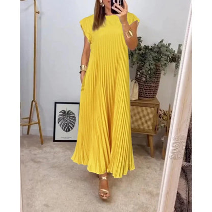 Elegant Ladies Long Pleated Evening Dress