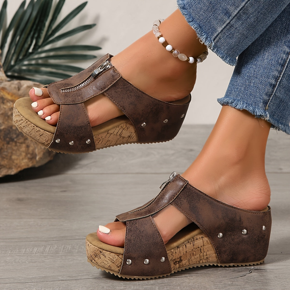 Comfortable Women's Wedge Slip On Sandals for Walking