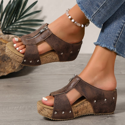 Comfortable Women's Wedge Slip On Sandals for Walking