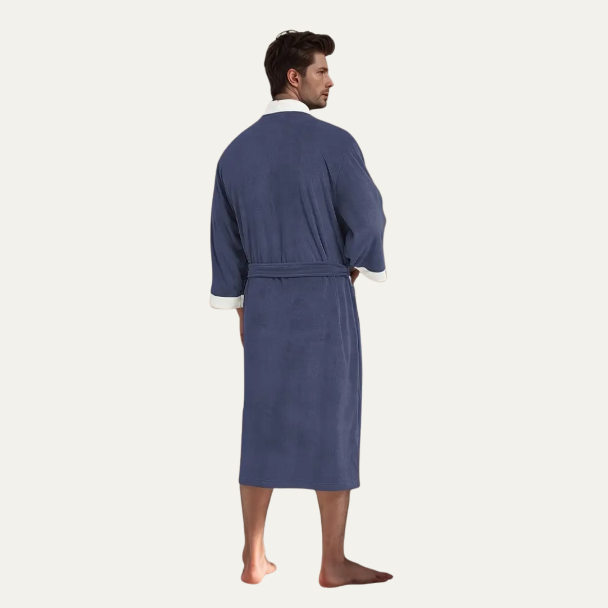 Men's Lightweight Spa Bathrobe Kimono Soft Cotton Beige