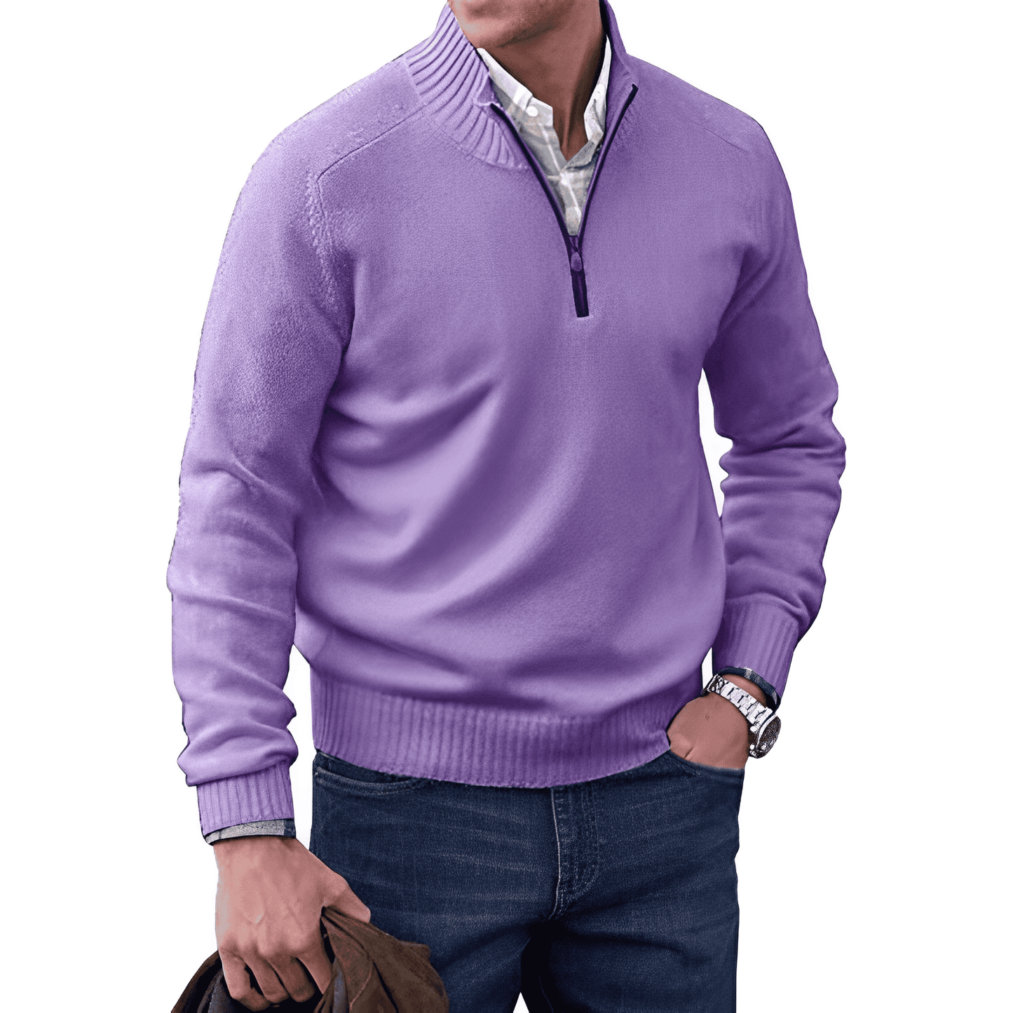 Elegant Cashmere Sweater Autumn Zipper