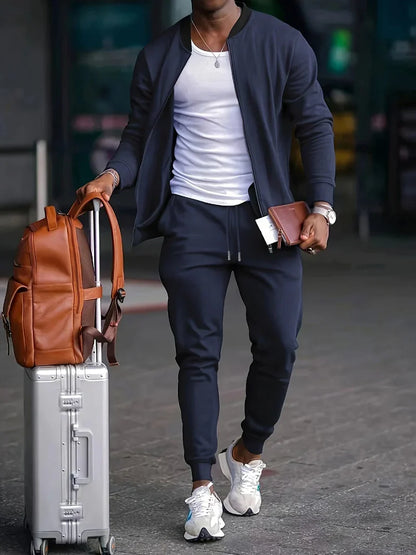 Men's Zip-Up Tracksuit Set