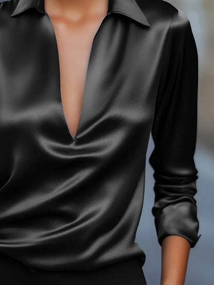 Luxury Soft V-Neck Satin Top