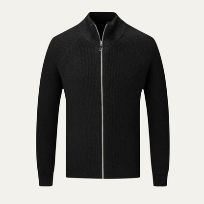 Men's Merino Wool Zip Up Cardigan - VibreMode