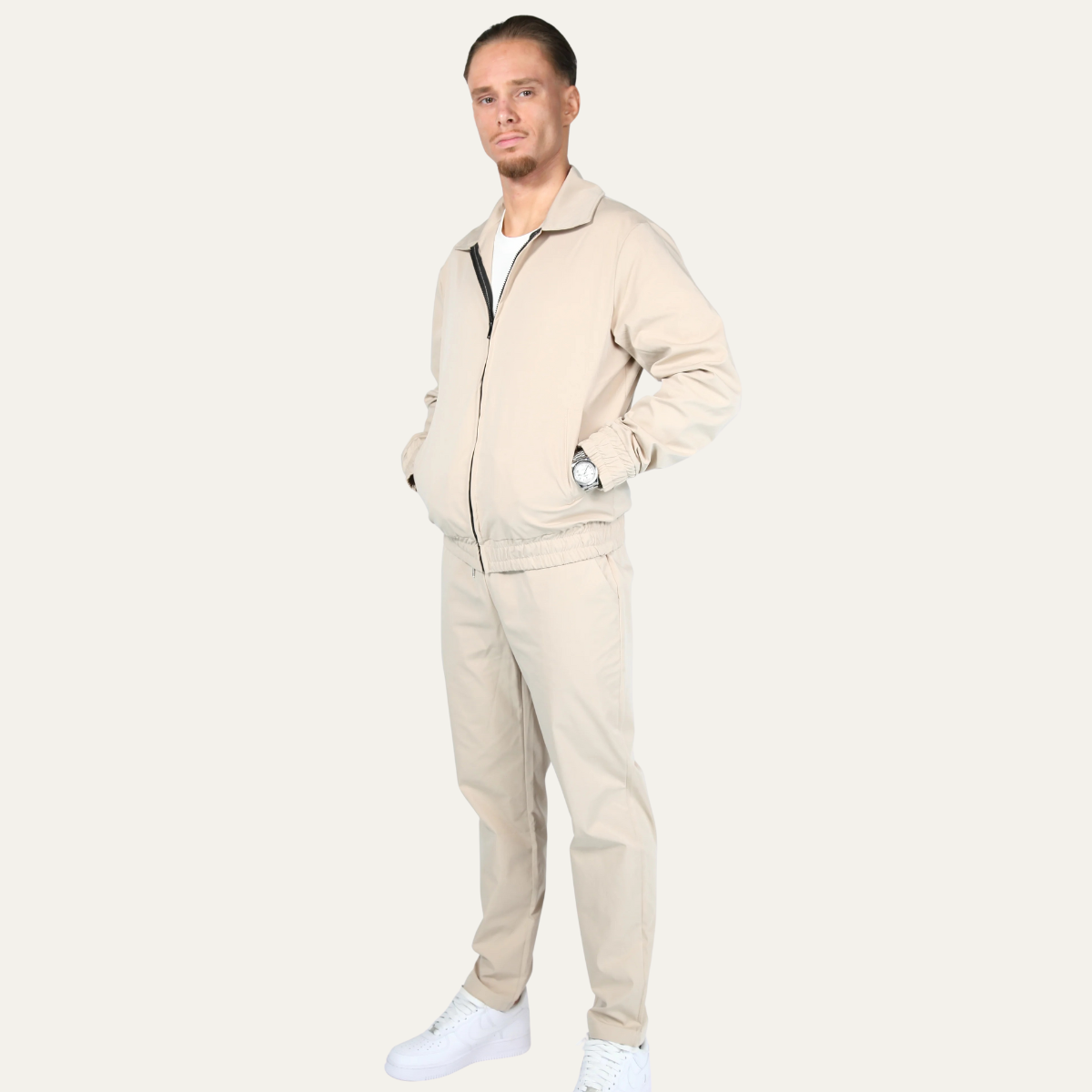 Men's Cotton Apricot Co-Ord Set Lightweight Jacket Pants