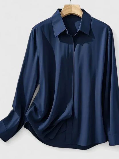 Classy Ladies Button Front Blouse with Hidden Buttons