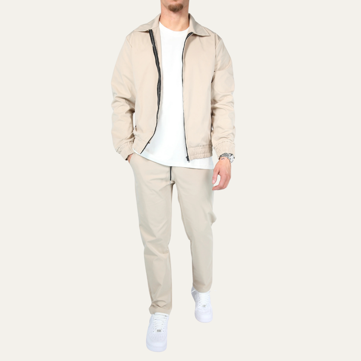 Men's Cotton Apricot Co-Ord Set Lightweight Jacket Pants