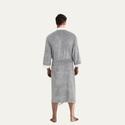 Men's Lightweight Spa Bathrobe Kimono Soft Cotton Beige