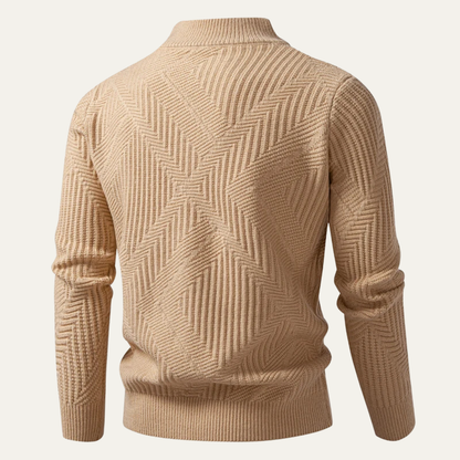 Men's Geometric Knit Zip Sweater