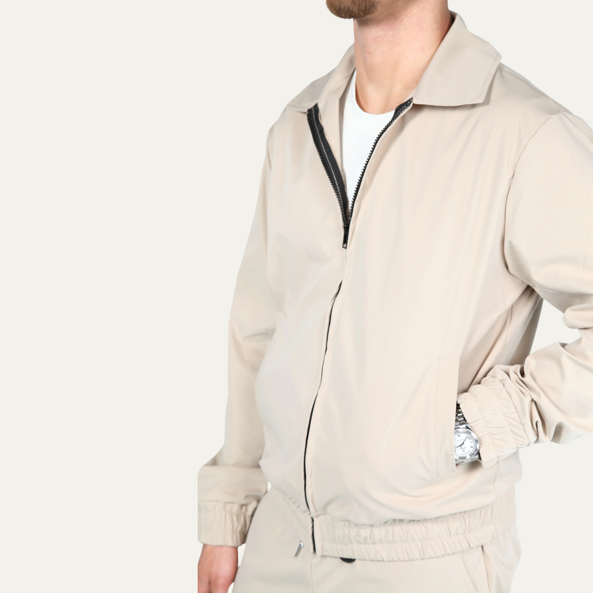 Men's Cotton Apricot Co-Ord Set Lightweight Jacket Pants