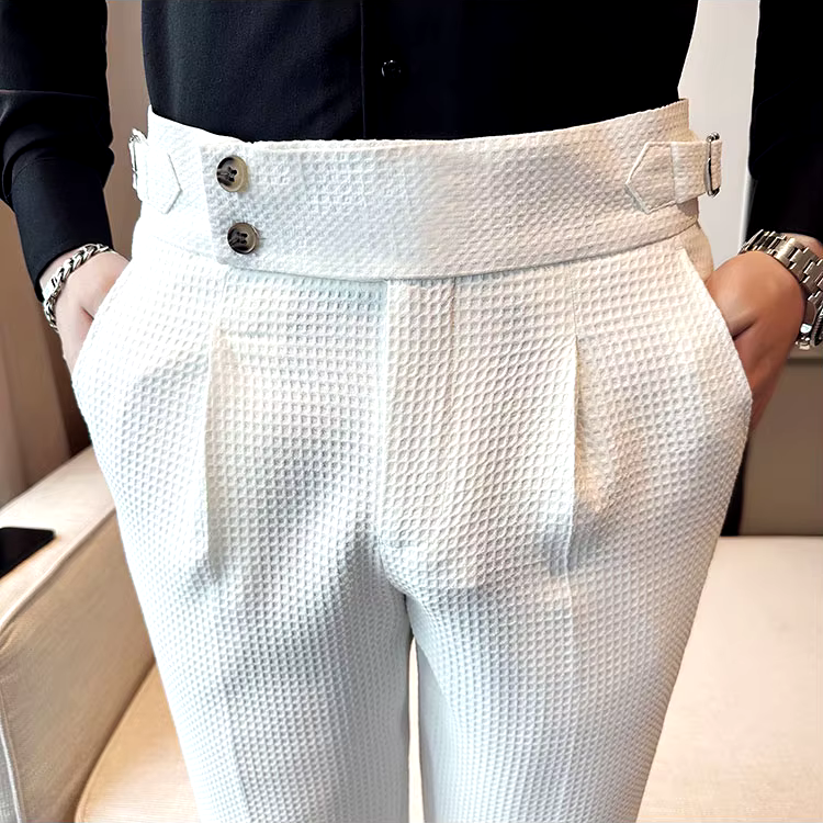 Men's Textured Pleated Front Trousers