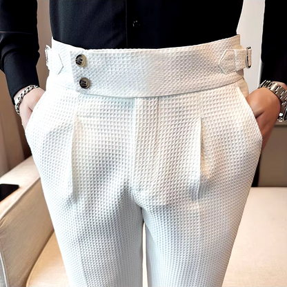 Men's Textured Pleated Front Trousers
