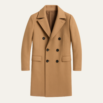 Norcia Men's Wool Double Breasted Trench Coat - VibreMode