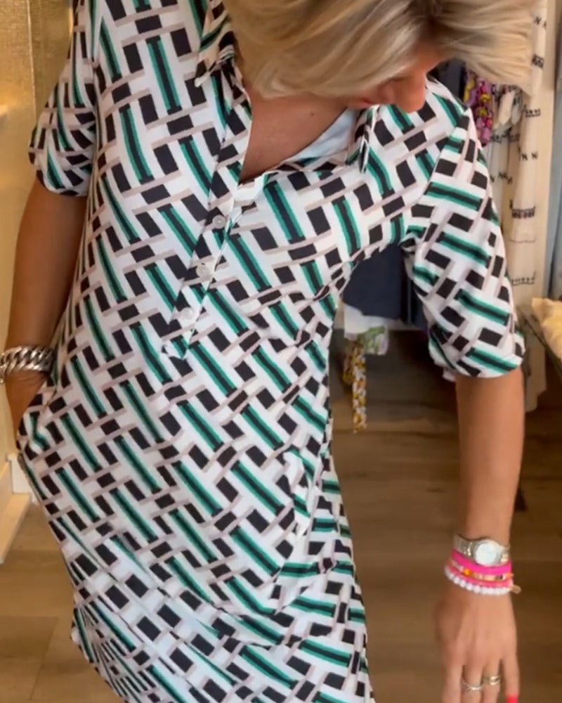 Trendy Graphic Print V Neck Dress
