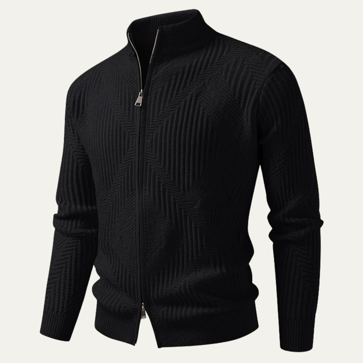 Men's Geometric Knit Zip Sweater