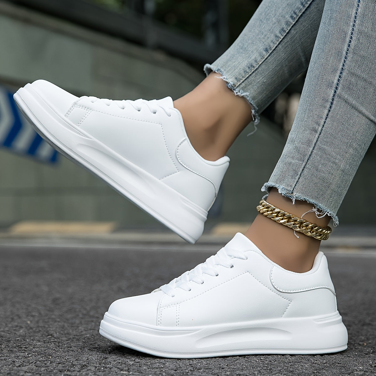 Women's White Leather Sneakers