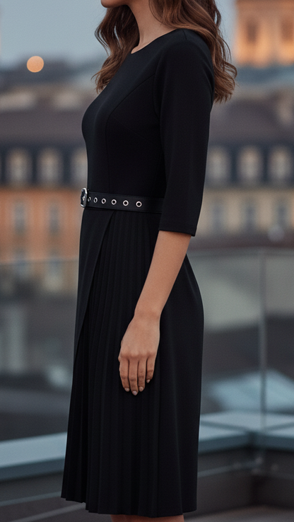 Ladies Floral Waist Belted Midi Dress