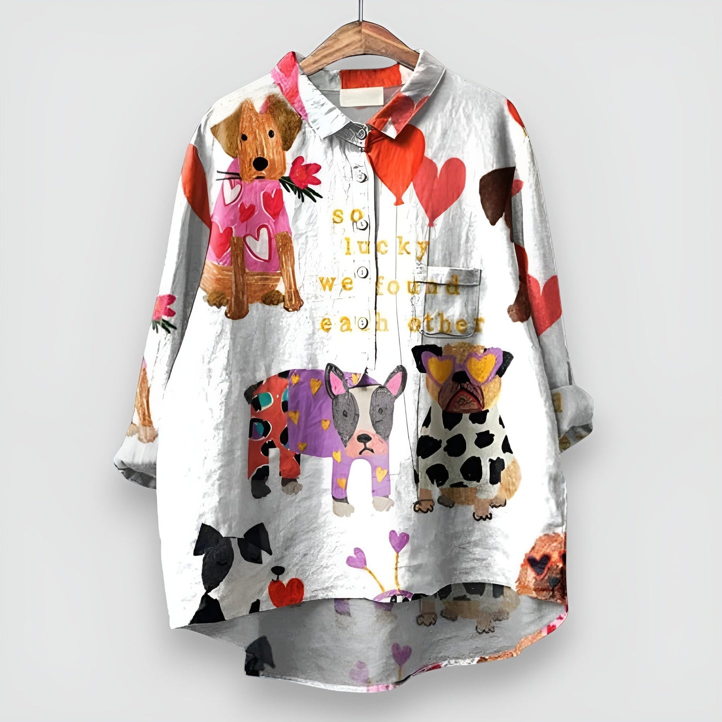 Cute Puppy Ladies Casual Shirt
