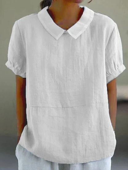 Women's Short Sleeve Casual Peter Pan Collar