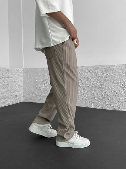 Men's Wide Leg Lounge Pants Vertical Stripe