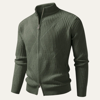 Men's Geometric Knit Zip Sweater