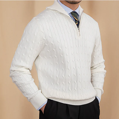 Men's Cable Knit Sweater Half Zip