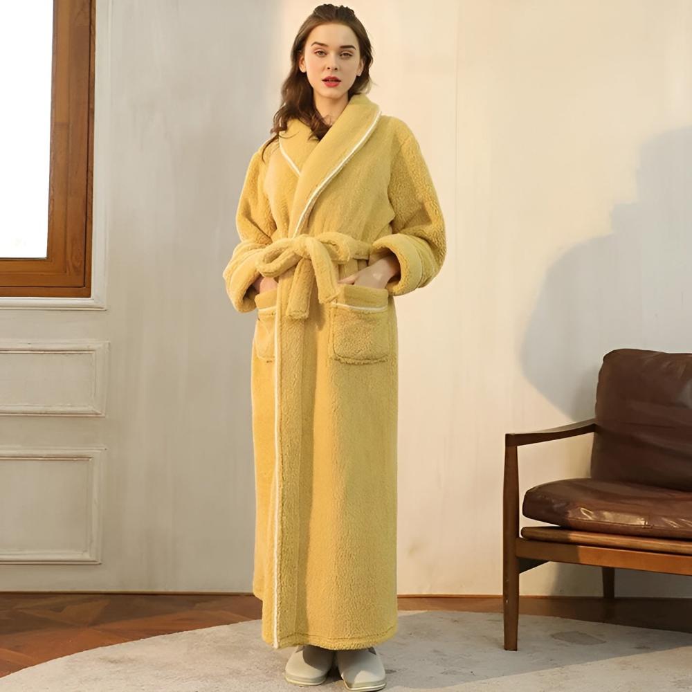 Plush Fleece Bathrobe Soft Warm Comfortable