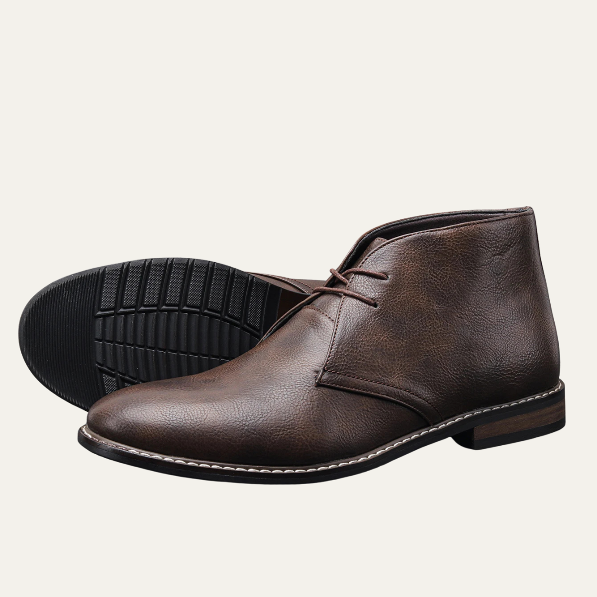 Men's Vintage Ankle Boots Brown Leather - VibreMode