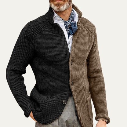 Men's Contrast Color Knit Cardigan