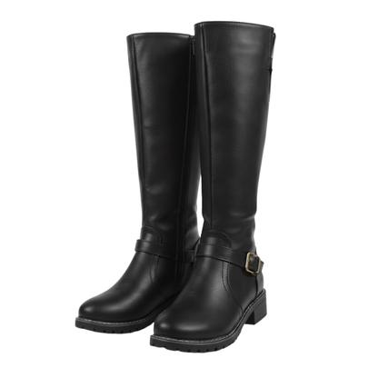 Tall Black Knee High Riding Boots Thick Heel