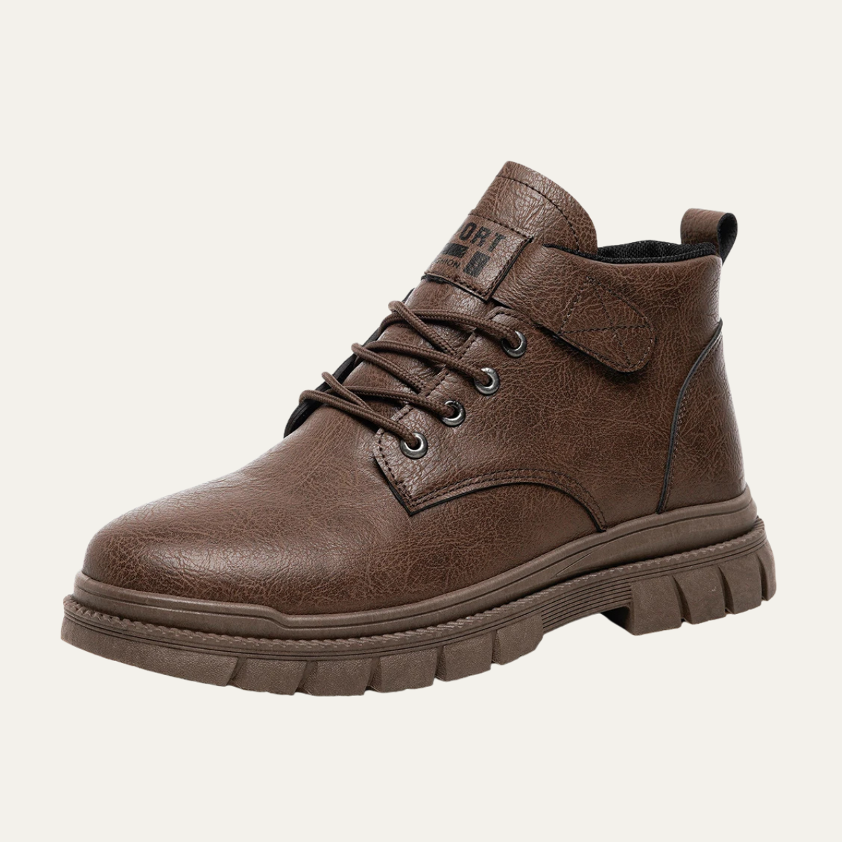 Men's Leather Ankle Boots Rugged Lace Up Outdoor - VibreMode