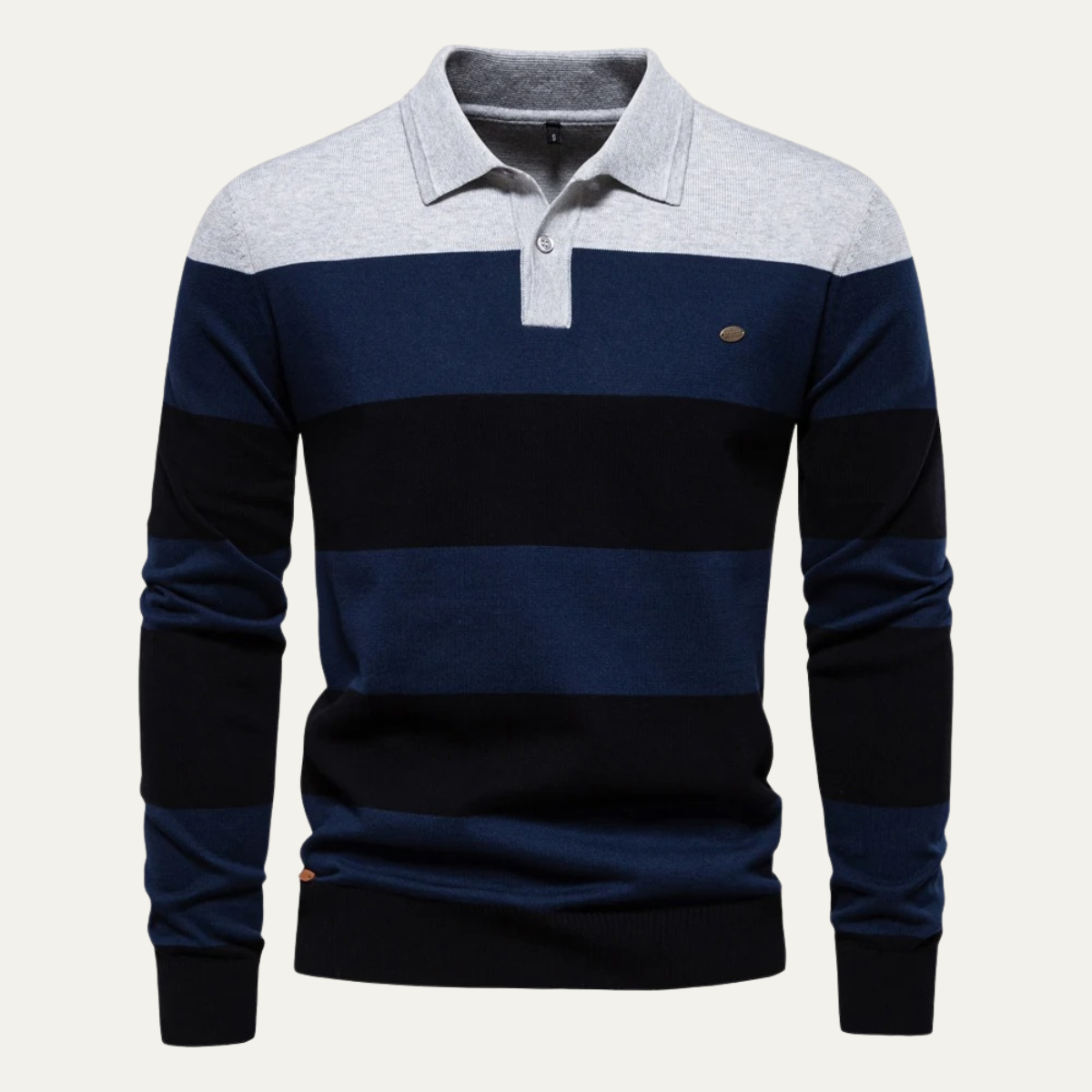 Men's Striped Cotton Polo Sweater